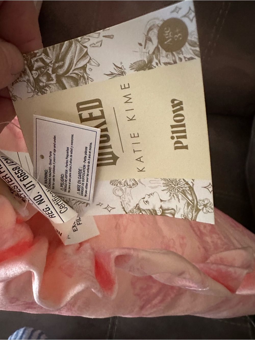 Pink Ruffle Decorative Pillow with Tonal Print - Picture 4 of 4